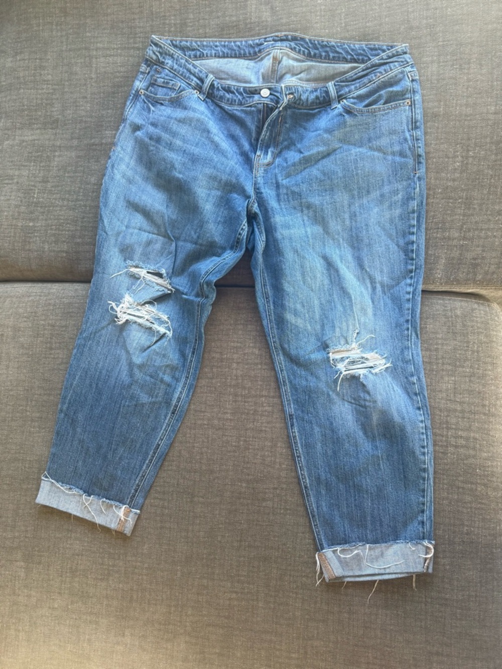 Old Navy Light Blue Boyfriend Ripped Jeans